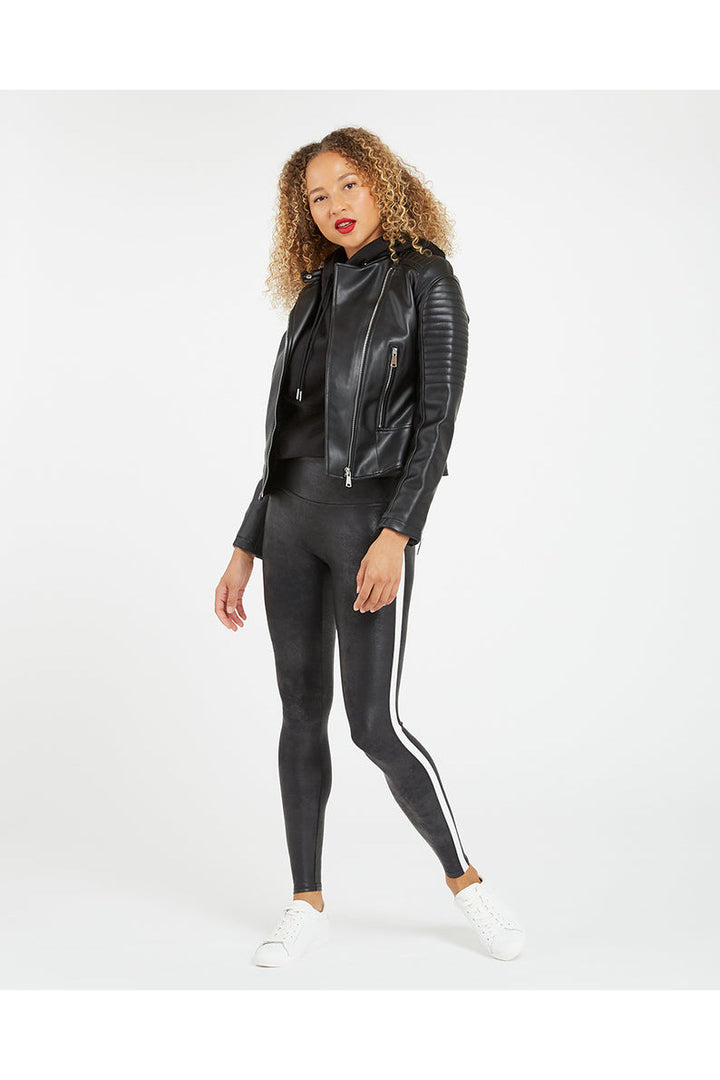 FAUX LEATHER SIDE STRIPE LEGGING