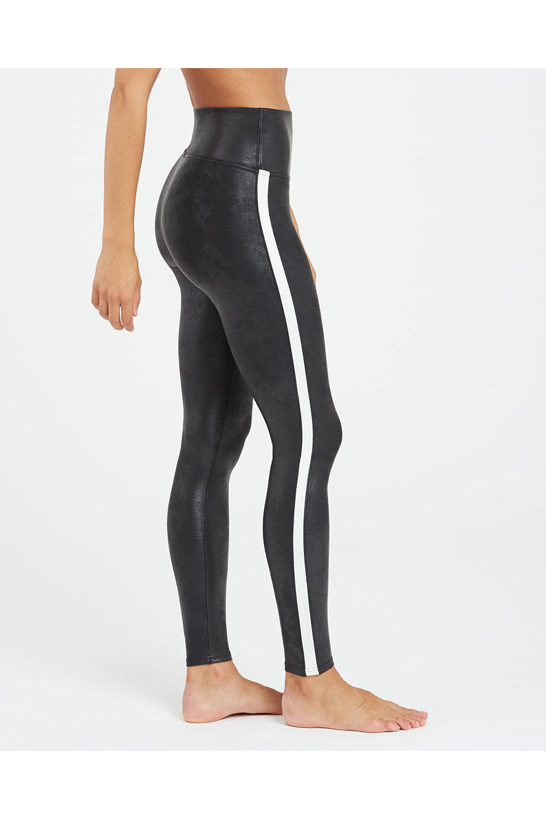 FAUX LEATHER SIDE STRIPE LEGGING