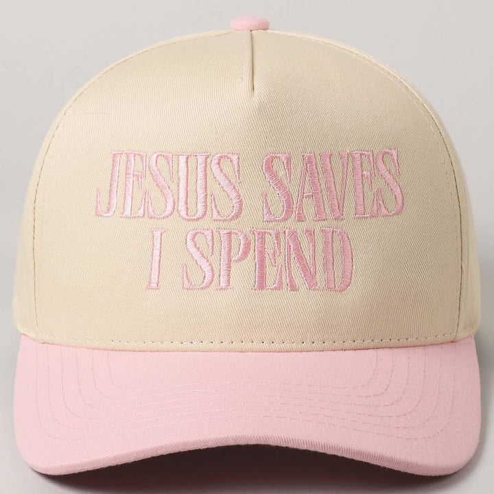 JESUS SAVES I SPEND EMBROIDERED HAT