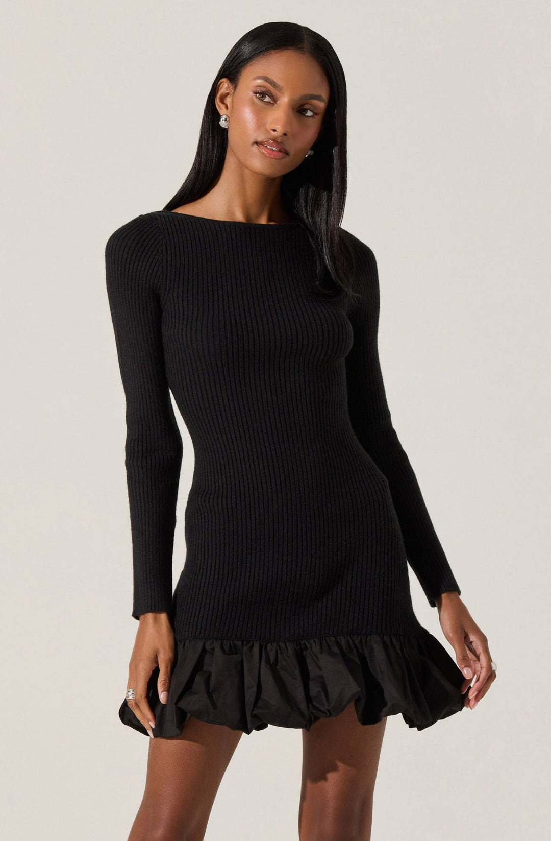CARLENE RIBBED MINI SWEATER DRESS
