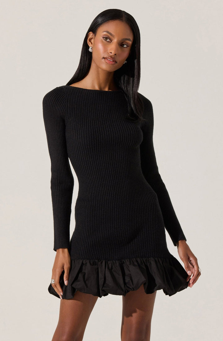 CARLENE RIBBED MINI SWEATER DRESS