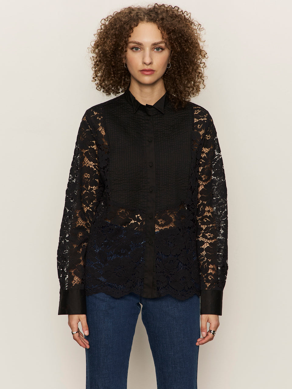SERENDIPITY LACE TUXEDO SHIRT