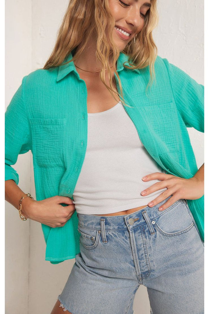 KAILI BUTTON UP GAUZE TOP