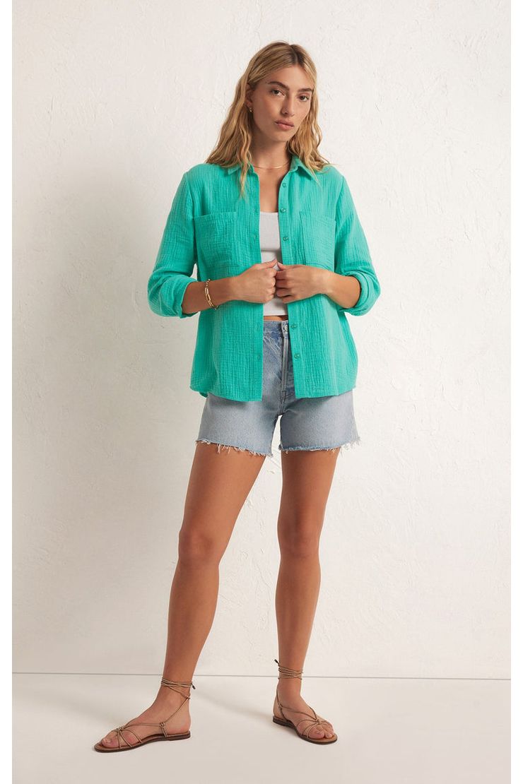KAILI BUTTON UP GAUZE TOP