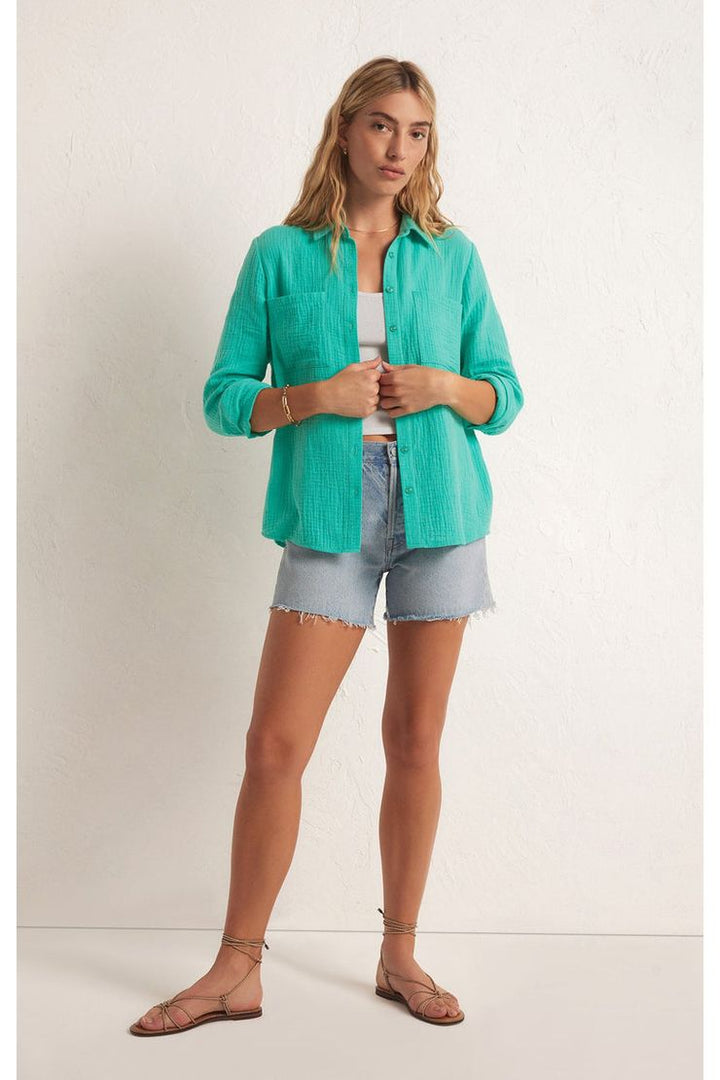 KAILI BUTTON UP GAUZE TOP