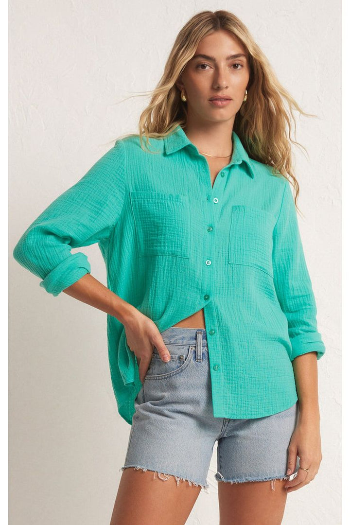 KAILI BUTTON UP GAUZE TOP