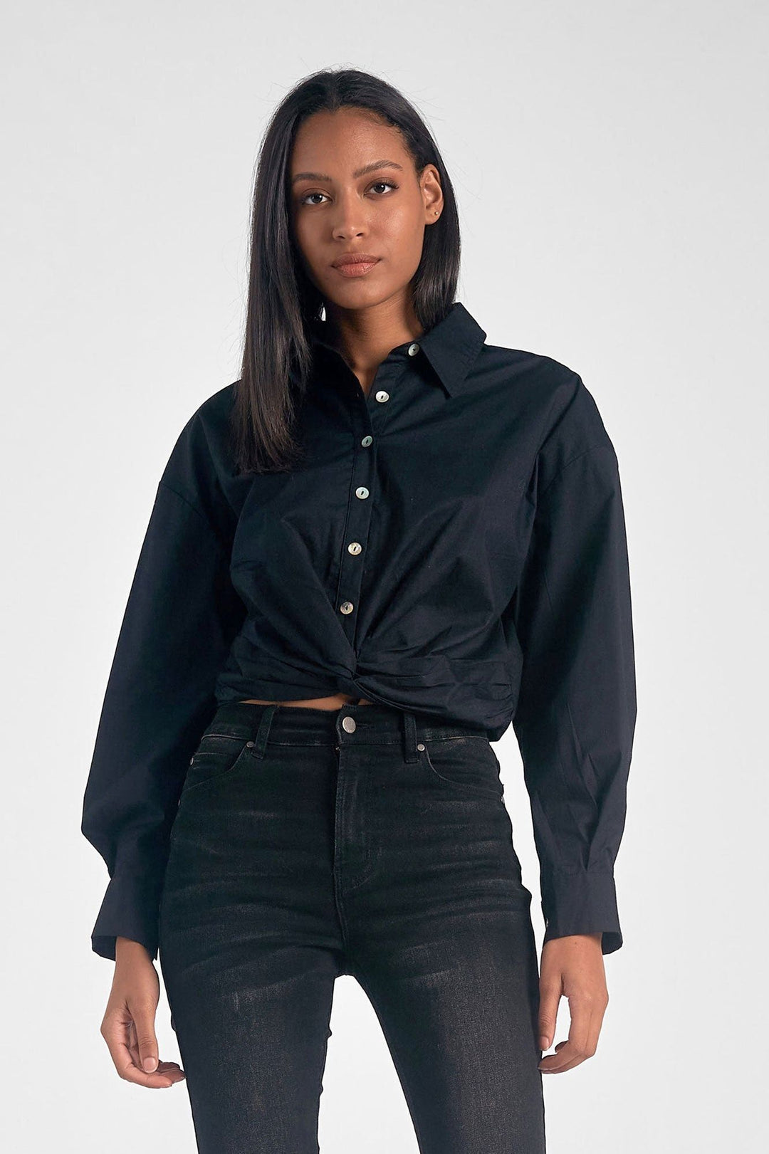 KNOTTY BUTTON DOWN BLOUSE