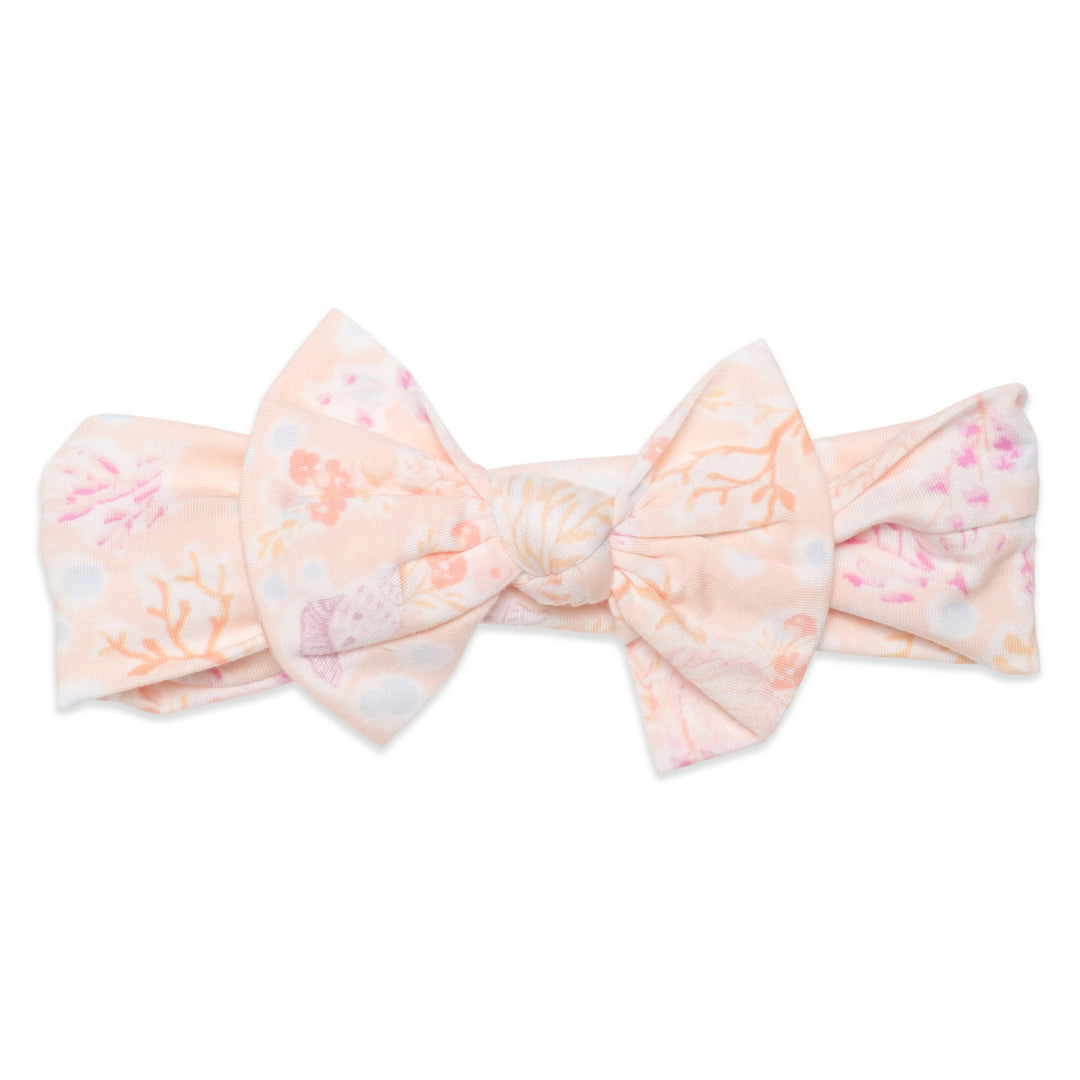 CORAL FLORAL BOW HEADBAND