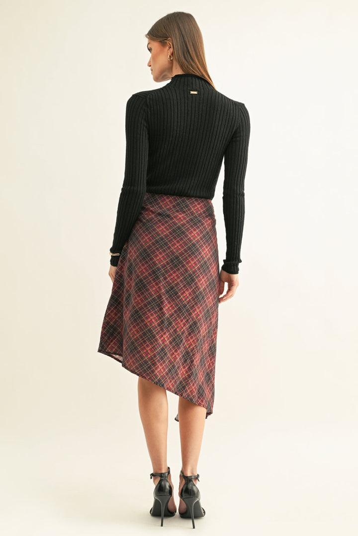 ELSIE ASYMMETRICAL PLEATED MIDI SKIRT