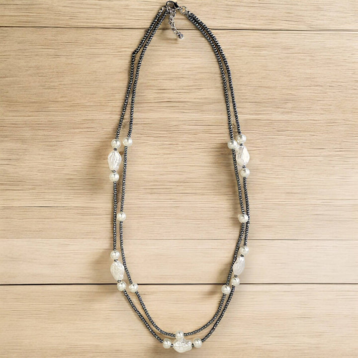 HERA HEMATITE & PEARL NECKLACE