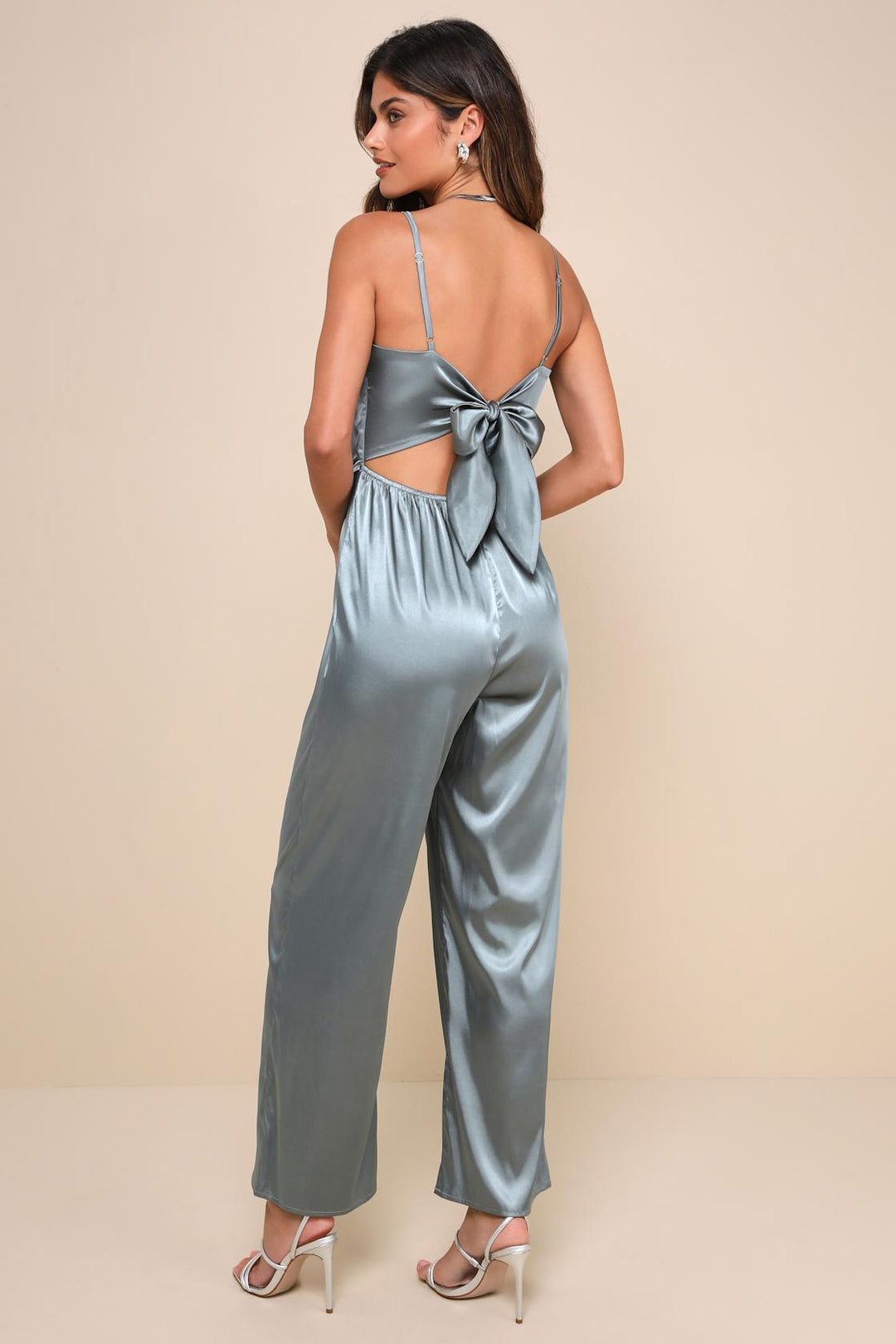 SATIN TIE BACK JUMPSUIT