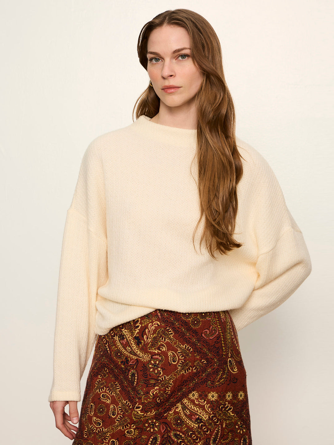 RIBBED DOLMAN SWEATSHIRT | BONE