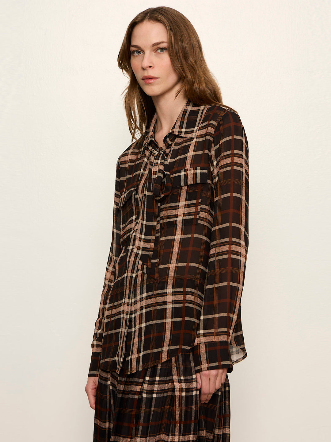 MEET IN PARIS TIE NECK BLOUSE