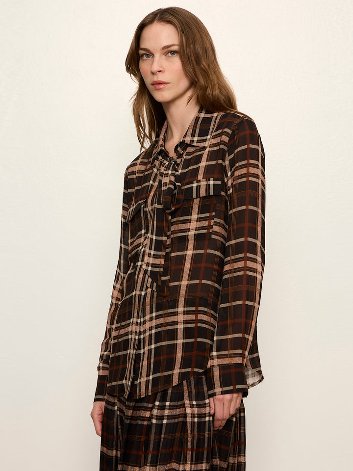 MEET IN PARIS TIE NECK BLOUSE