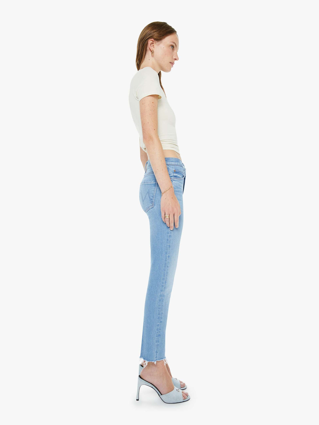 THE MID RISE DAZZLER CROP FRAY