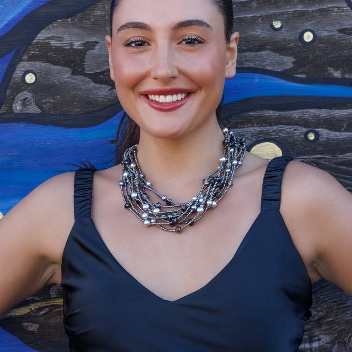 BRYNN HEMATITE & PEARL NECKLACE