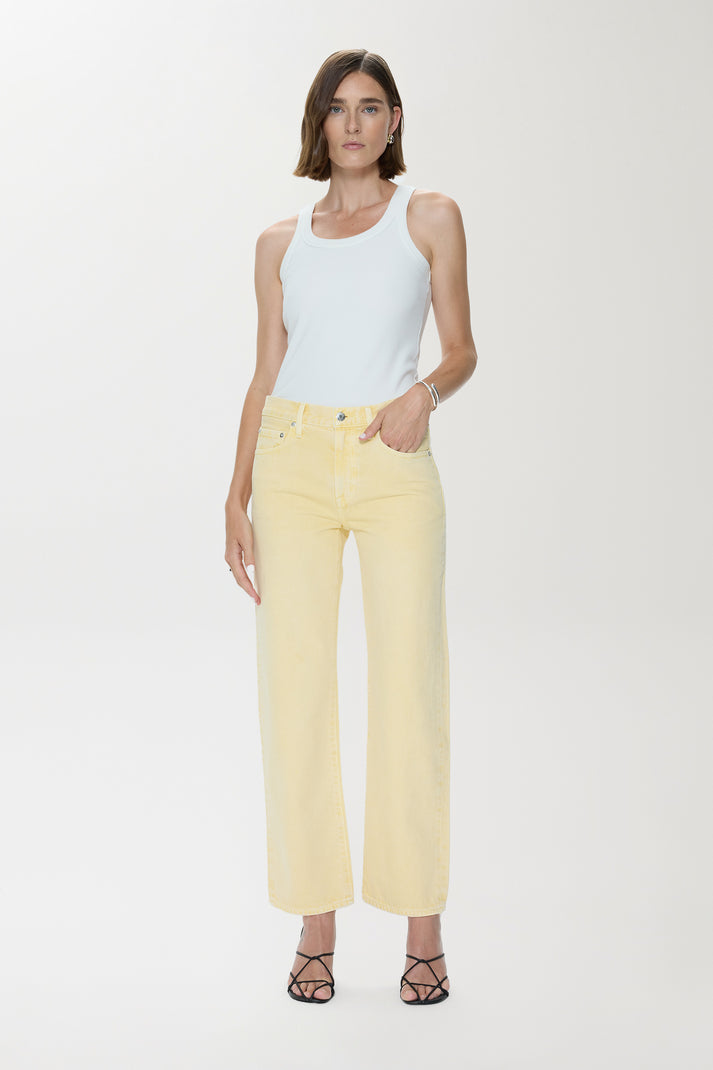 LEXI MID RISE BOWED STRAIGHT JEAN