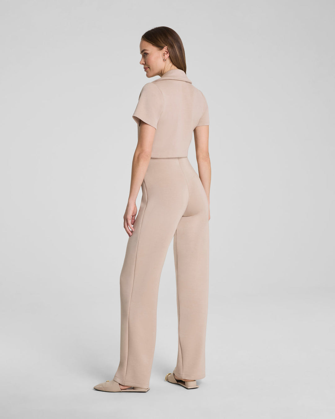 COLLARED TIE-WAIST JUMPSUIT
