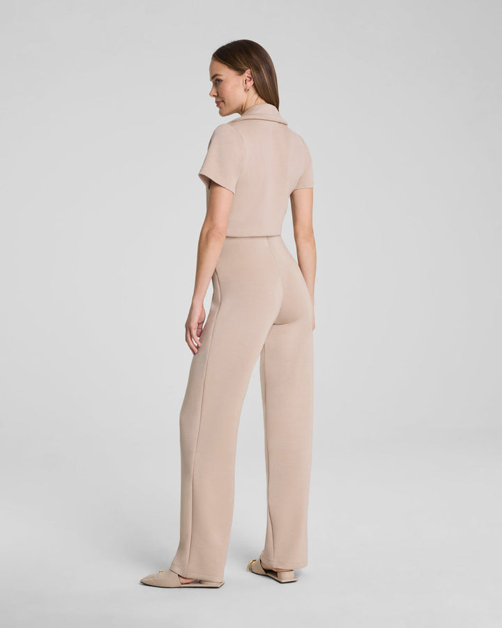 COLLARED TIE-WAIST JUMPSUIT