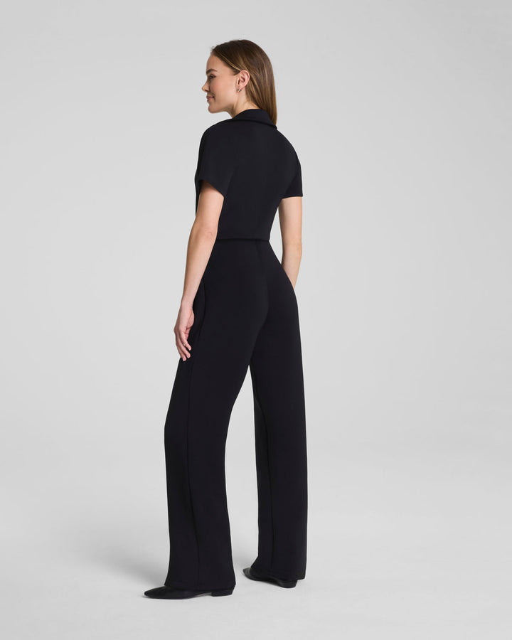 COLLARED TIE-WAIST JUMPSUIT