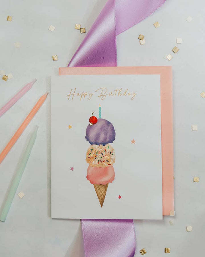 'Cherry on Top' Ice Cream Birthday Greeting Card