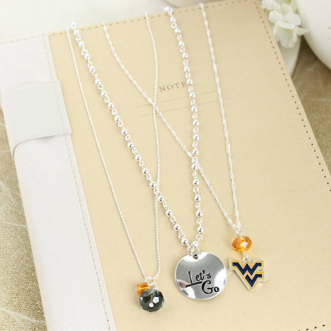 West Virginia Silver Disk Trio Necklace