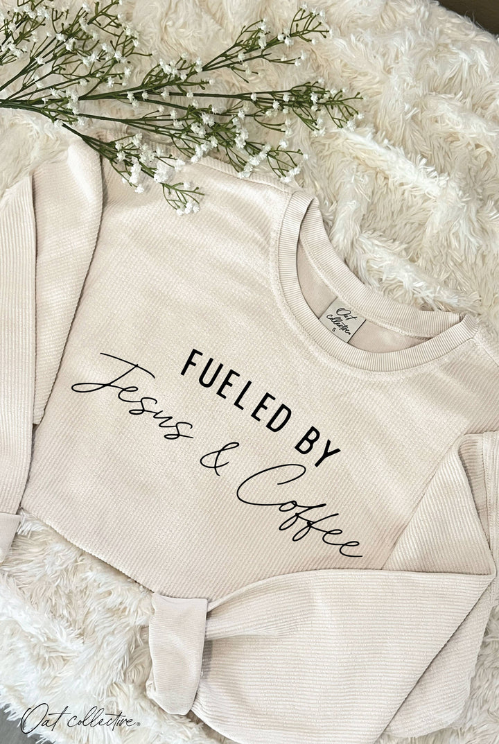 FUELED BY JESUS CROPPED CORDED SWEATSHIRT