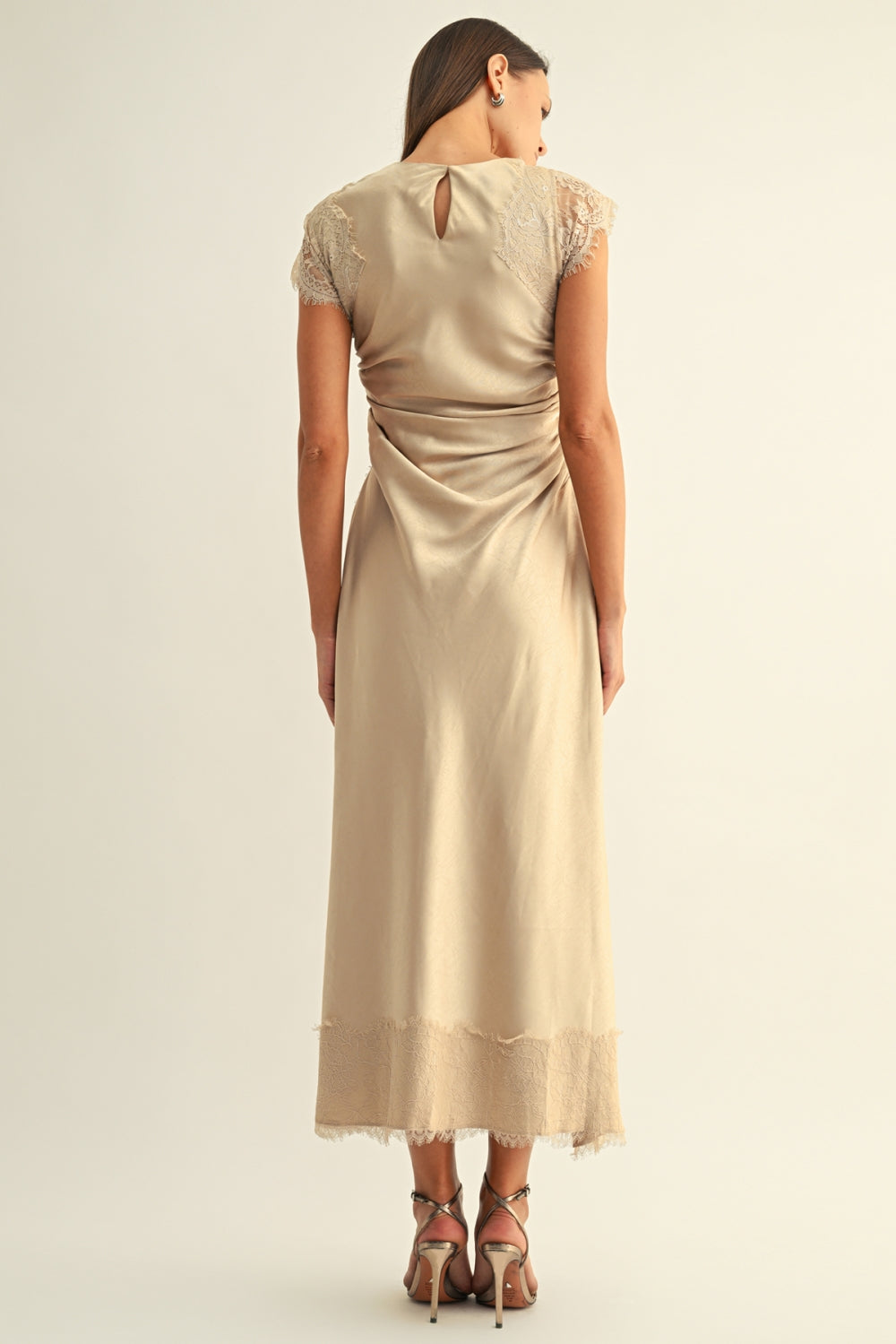 CAMILA LACE CONTRAST SATIN MAXI DRESS