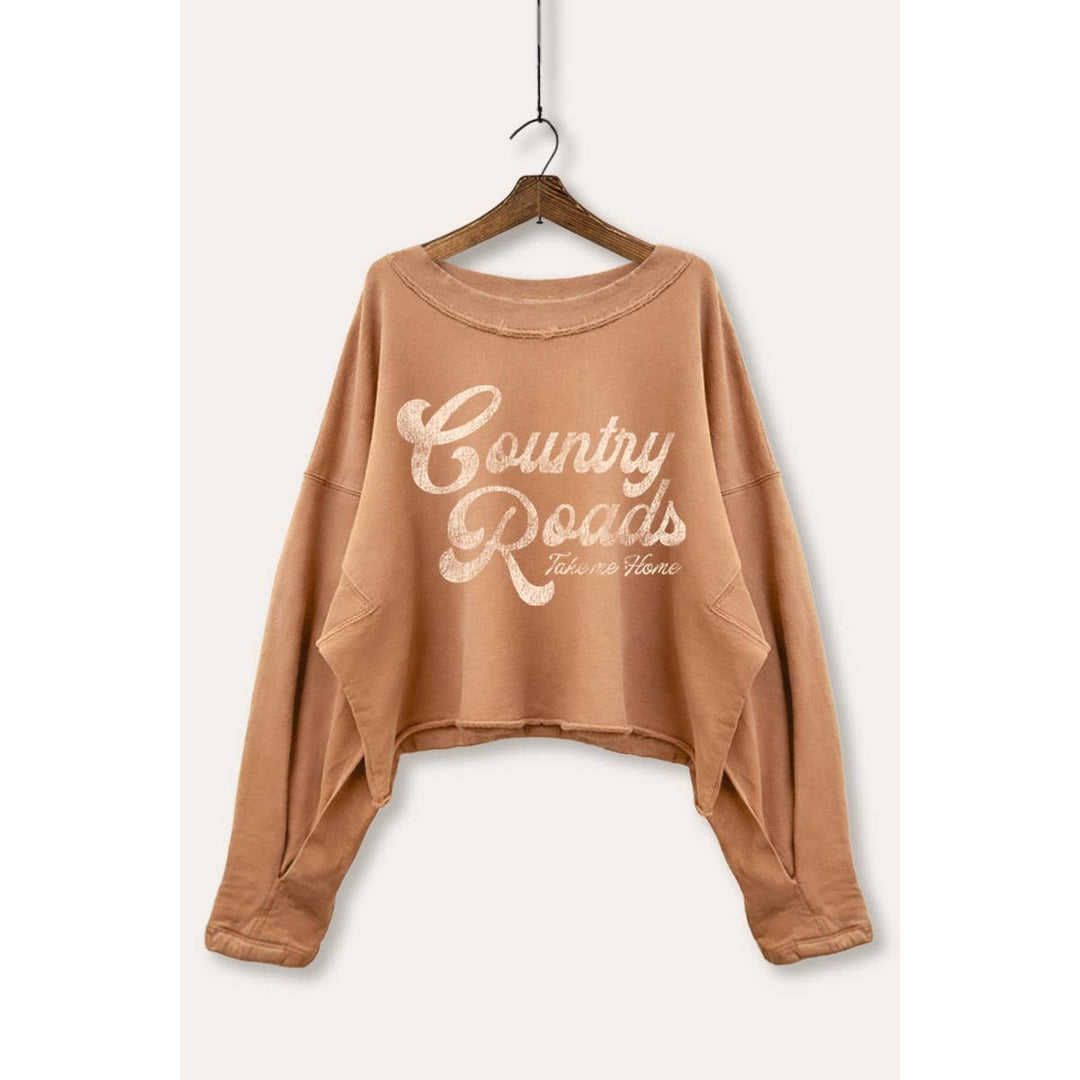 COUNTRY ROADS CROPPED GRAPHIC SWEATSHIRT
