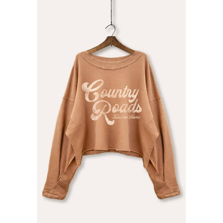 COUNTRY ROADS CROPPED GRAPHIC SWEATSHIRT
