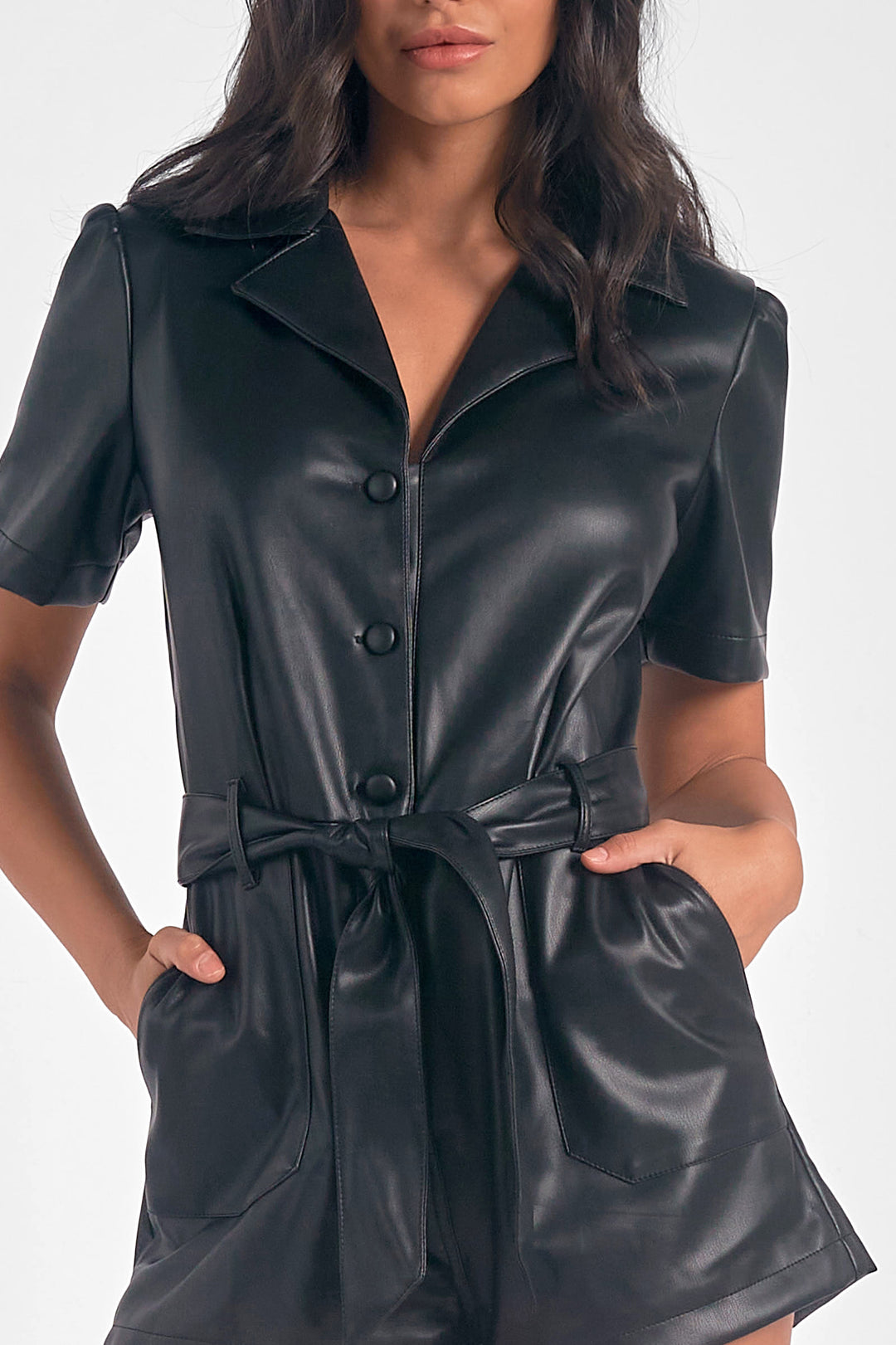 FAUX LEATHER ROMPER