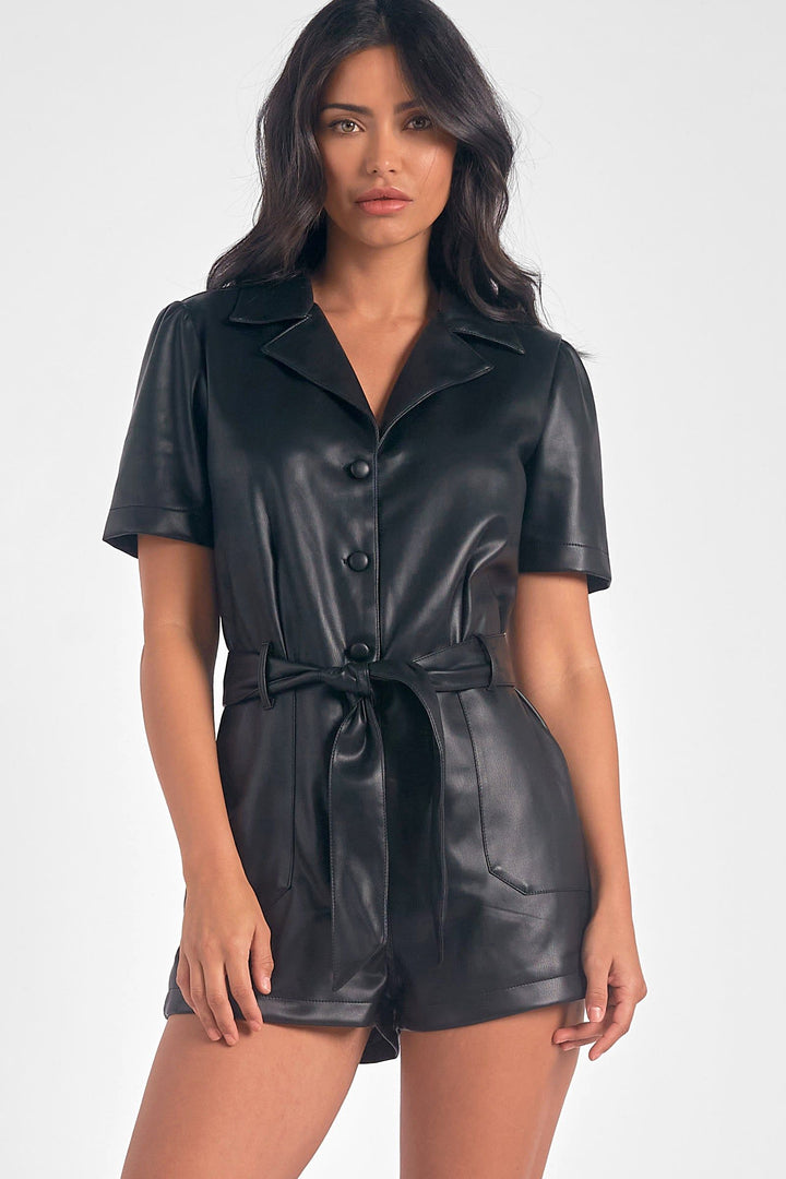 FAUX LEATHER ROMPER