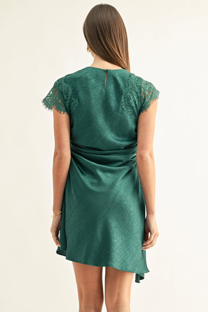 JORDYN ASYMMETRIC RUCHED MINI DRESS