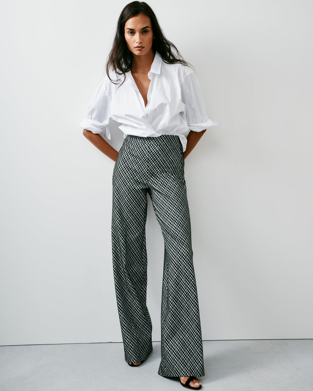 JACQUARD PONTE WIDE LEG PANT