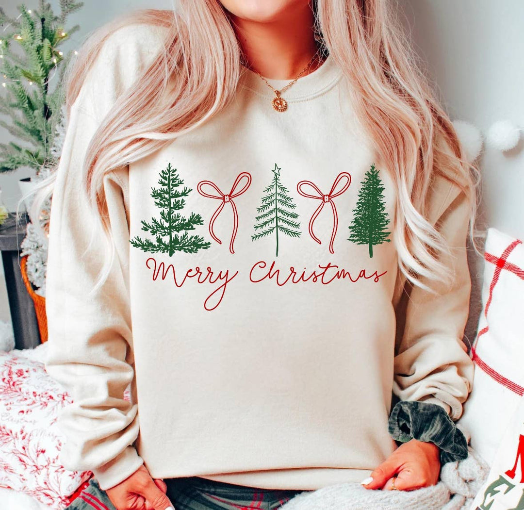 Merry Christmas Tree & Bow Sweatshirt