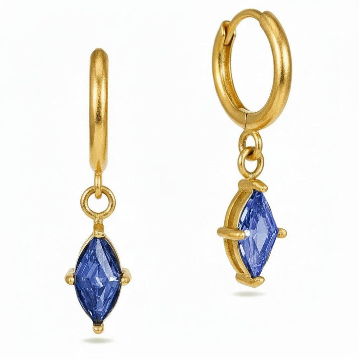 Navy Crystal Huggie Hoops