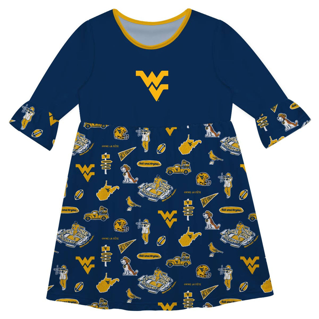 West Virginia Mountaineers 3/4 Sleeve Impressions on Skirt