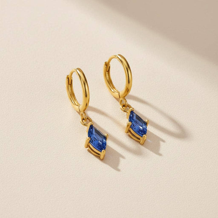 Navy Crystal Huggie Hoops