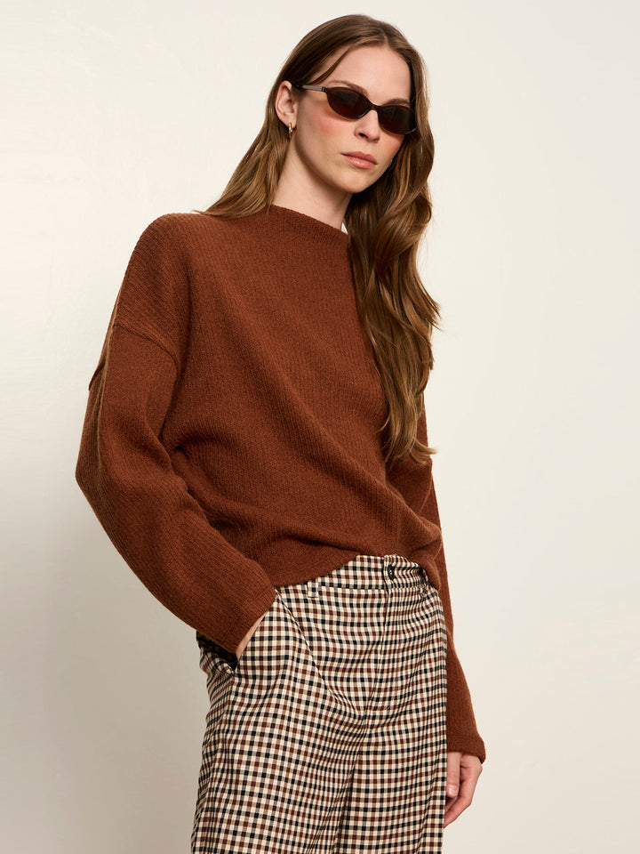 RIBBED DOLMAN SWEATSHIRT | BURNT COCOA