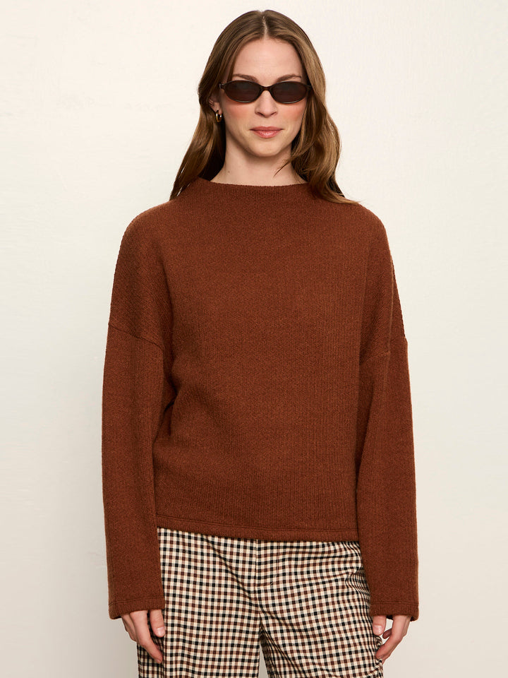 RIBBED DOLMAN SWEATSHIRT | BURNT COCOA