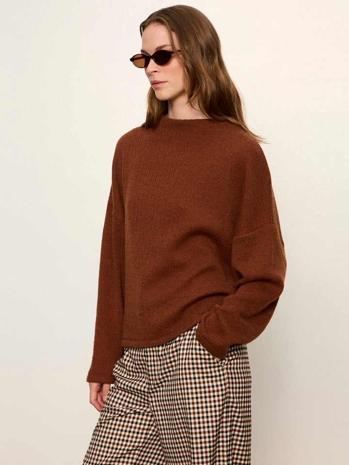 RIBBED DOLMAN SWEATSHIRT | BURNT COCOA