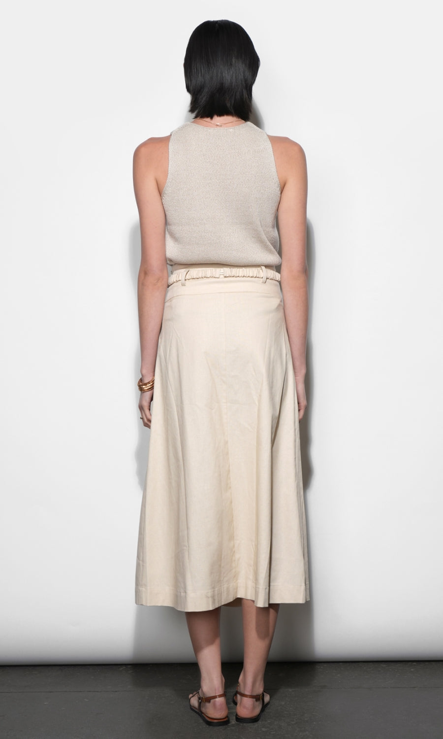 YVETTE BELTED MIDI SKIRT