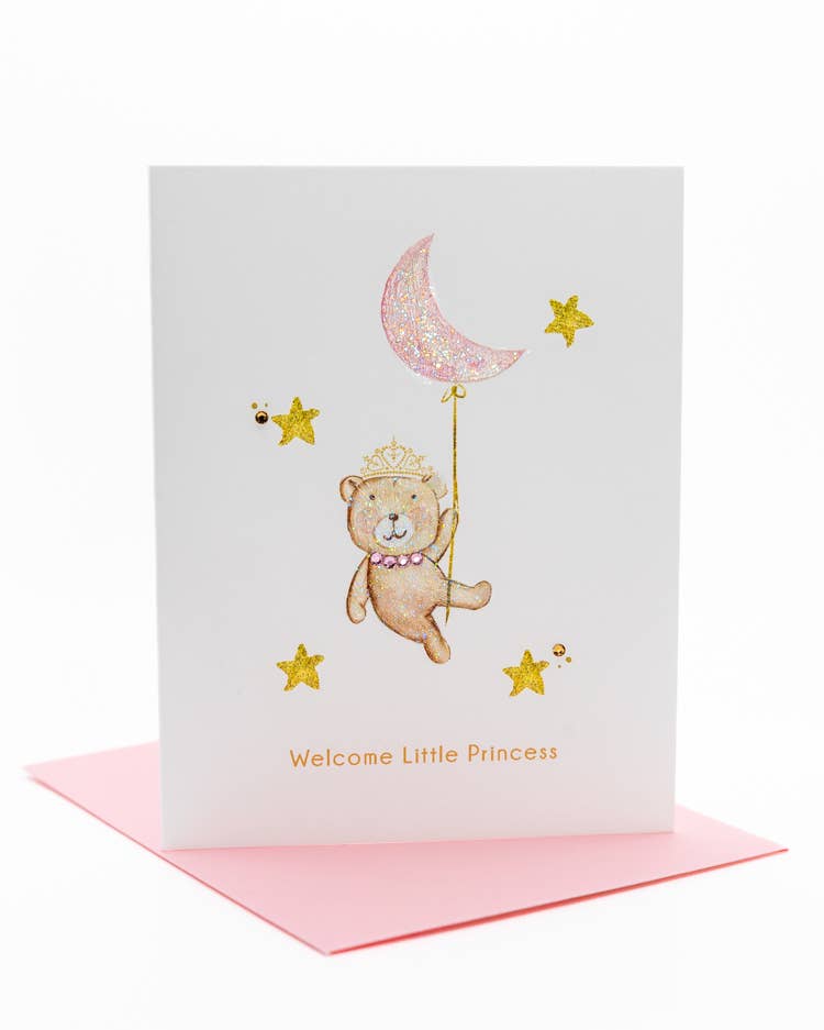 'Sweet Little Princess' Teddy Bear New Baby Greeting Card