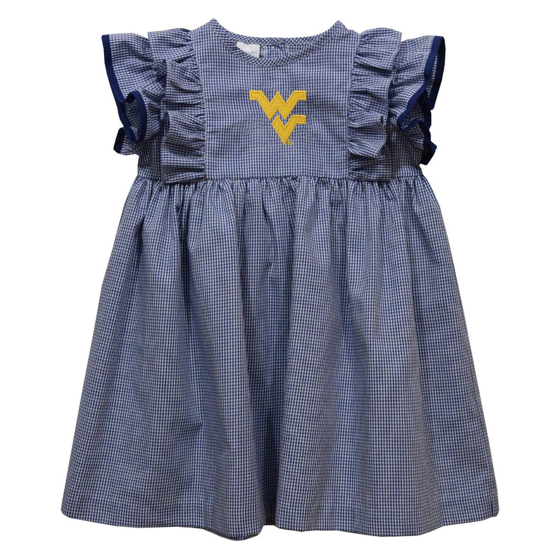 West Virginia Mountaineers Embroidered Navy Ruffle Dress