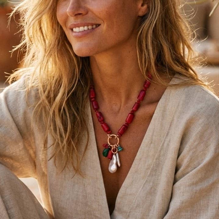 RIVIERA BEADED CHARM NECKLACE
