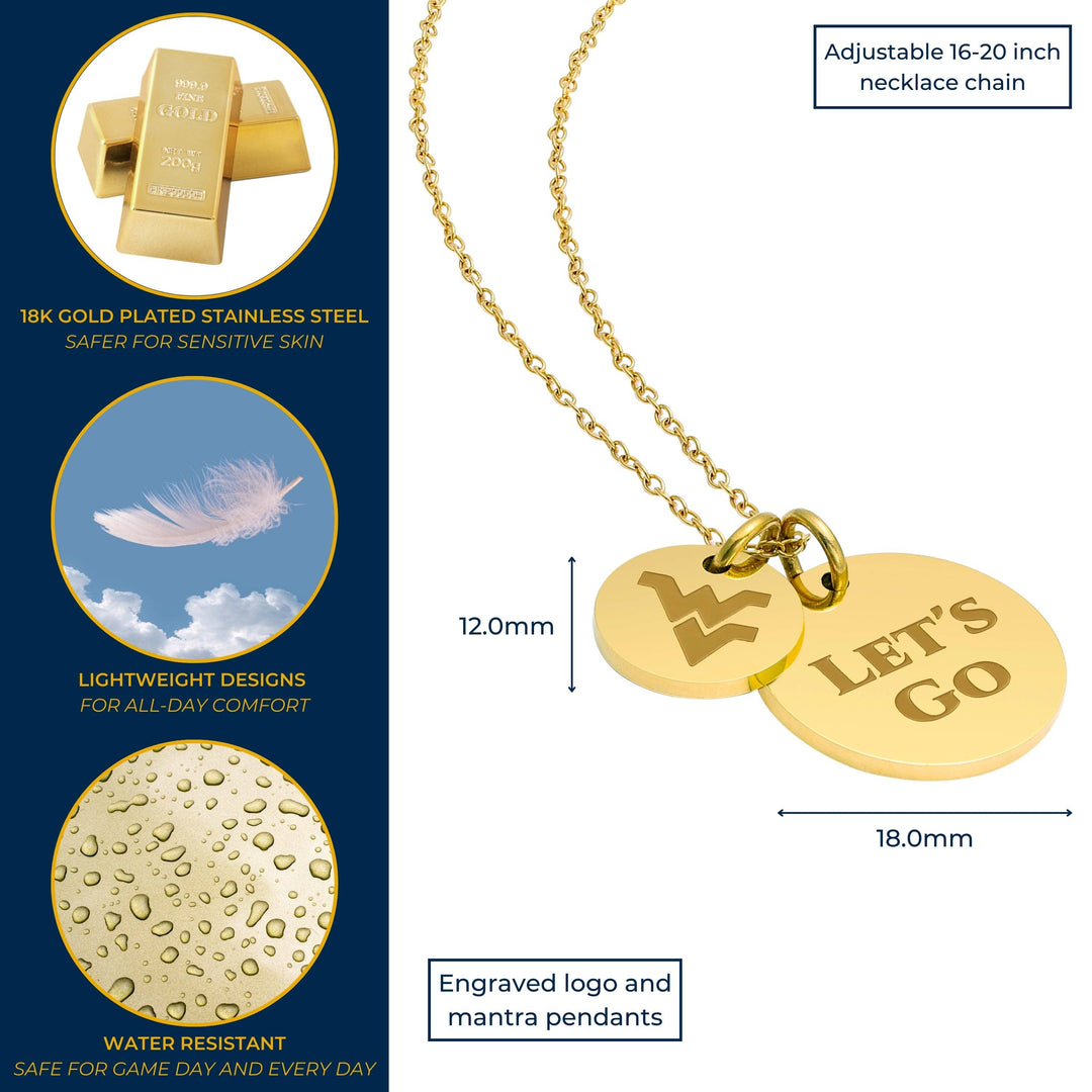 WVU 18K Gold Dipped Coin Charm Necklace