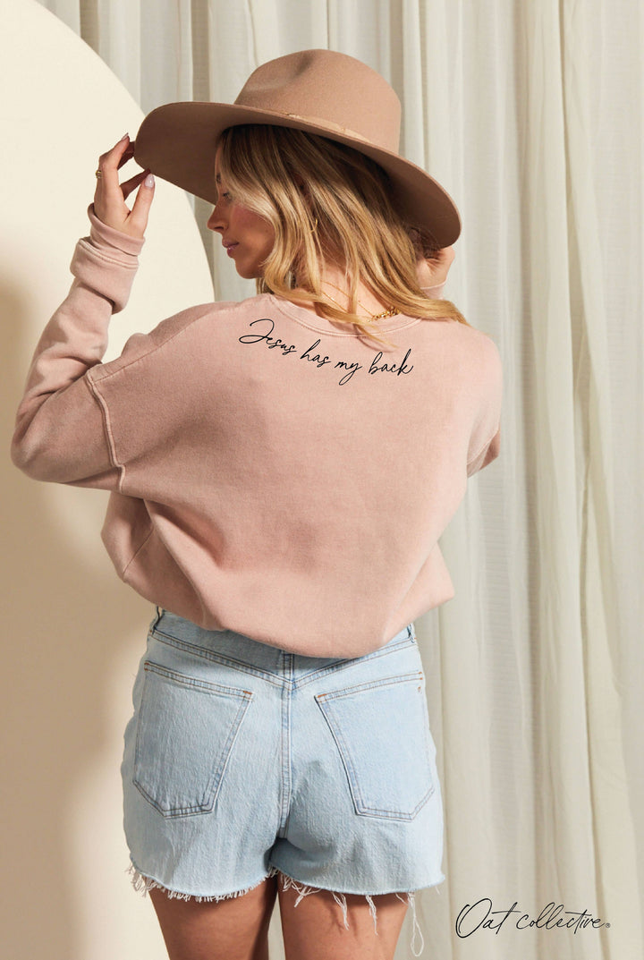 JESUS HAS MY BACK MINERAL SWEATSHIRT