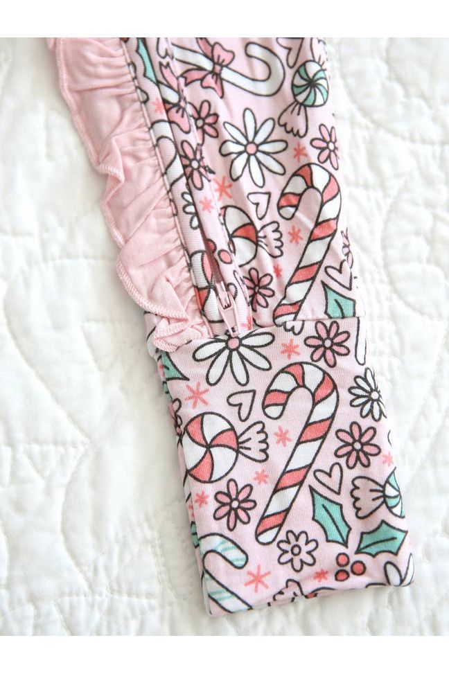 CANDY CANE BAMBOO RUFFLE FOOTIE