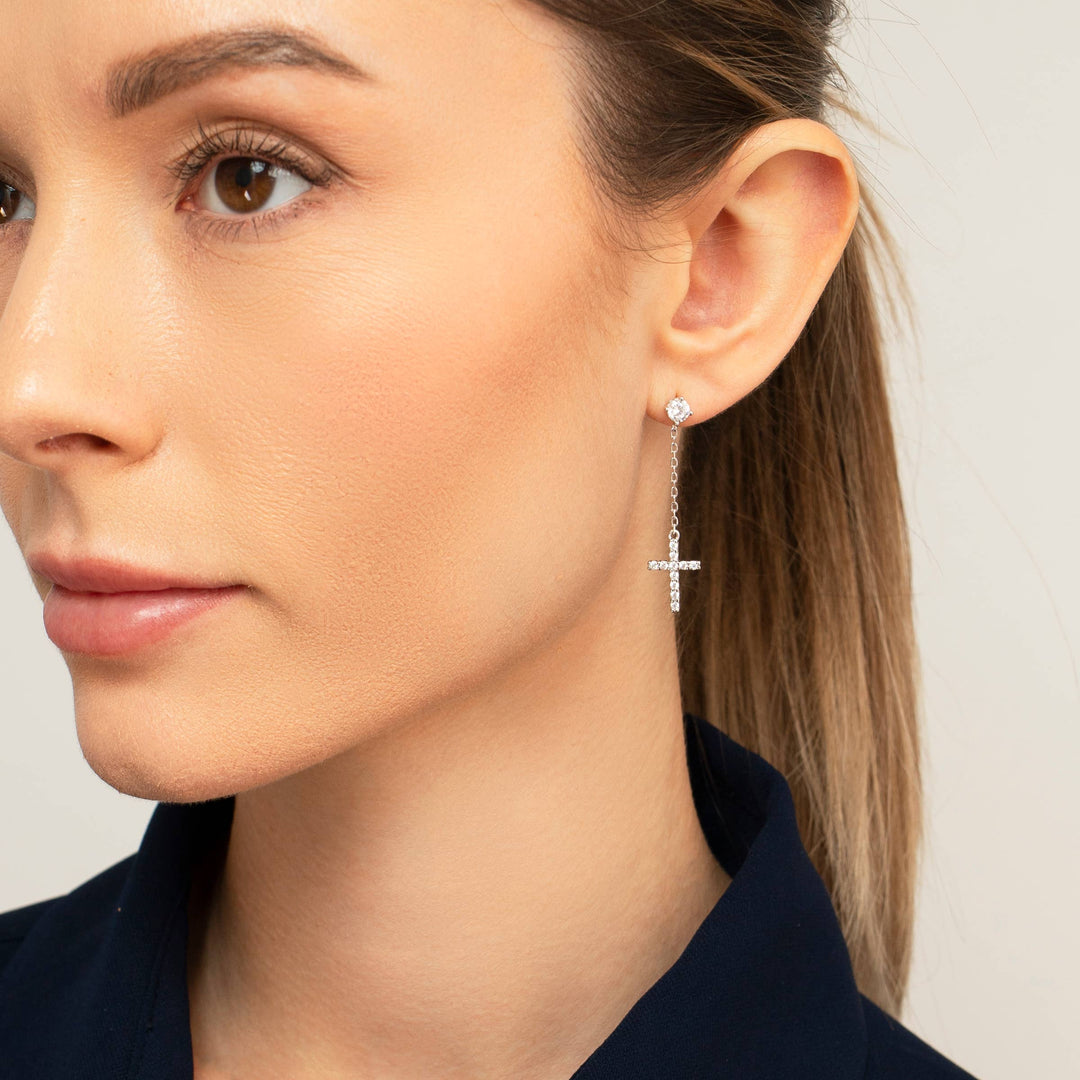 CROSS DROP EARRINGS