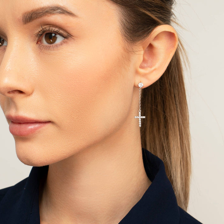 CROSS DROP EARRINGS